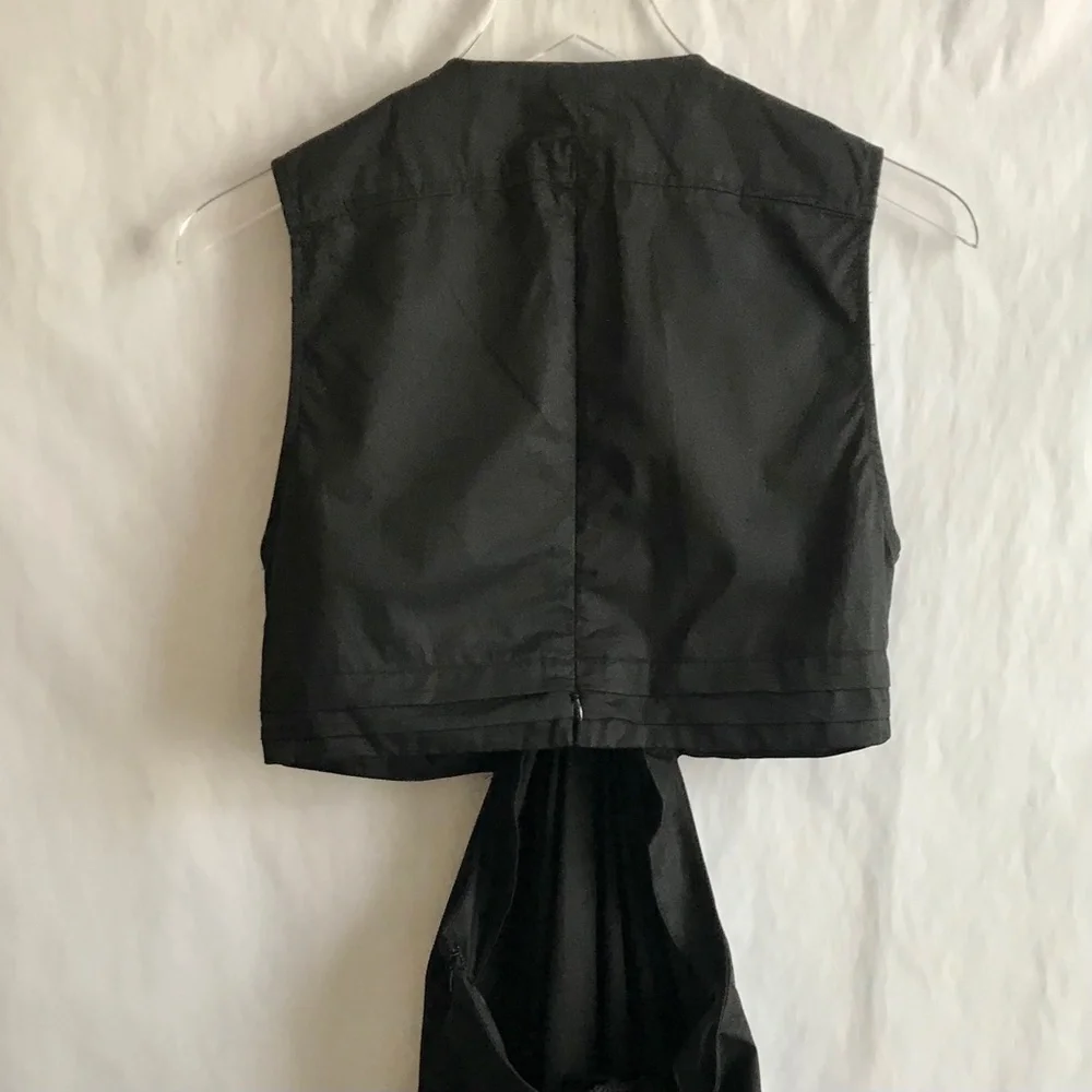 VICI Cut-Out Twist Knot V-Neck Black Maxi Dress M A-Line Tiered High Low Skirt - Picture 5 of 11